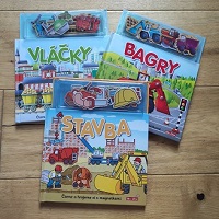 Magnetické knížky BAGRY, STAVBY, VLAKY